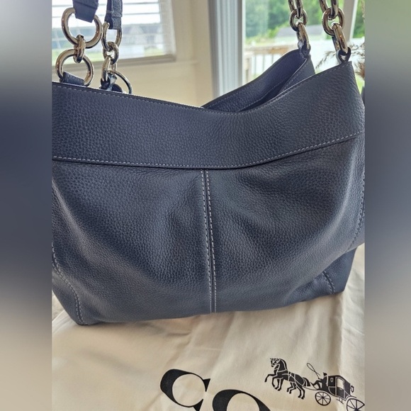 Coach Lexy F28997 Tote Bag Leather Navy Blue - Picture 11 of 16